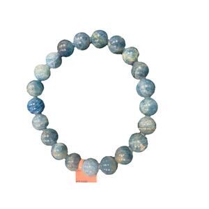 Natural Blue Apatite Beaded Bracelet Blue Gemstone Stretch Bracelet Handmade